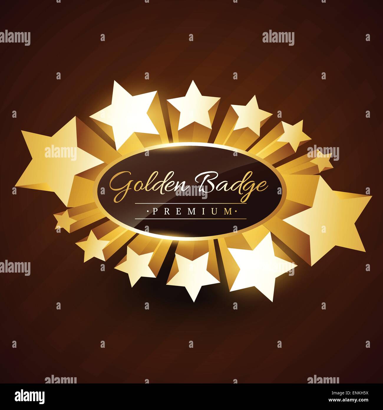 Premium-Vektor goldenes Abzeichen Design mit Sternen rund um das Etikett Stock Vektor