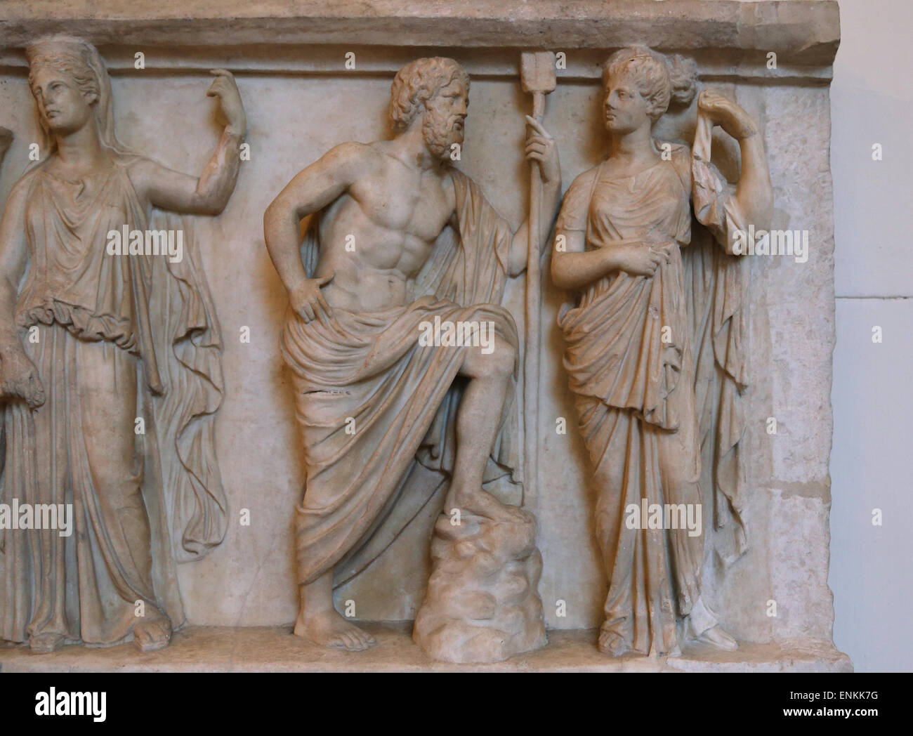 Römische Kunst. Persephone und Neptun und Amphitrite. Relief. Römische Nationalmuseum. Palazzo Altemps. Rom. Italien. Stockfoto