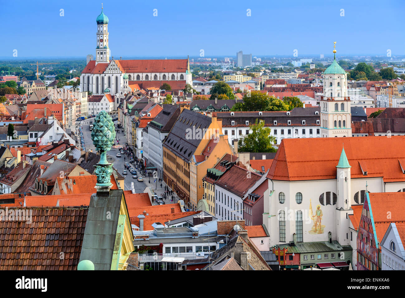 Augsburg, Deutschland, alte Stadt Skyline. Stockfoto