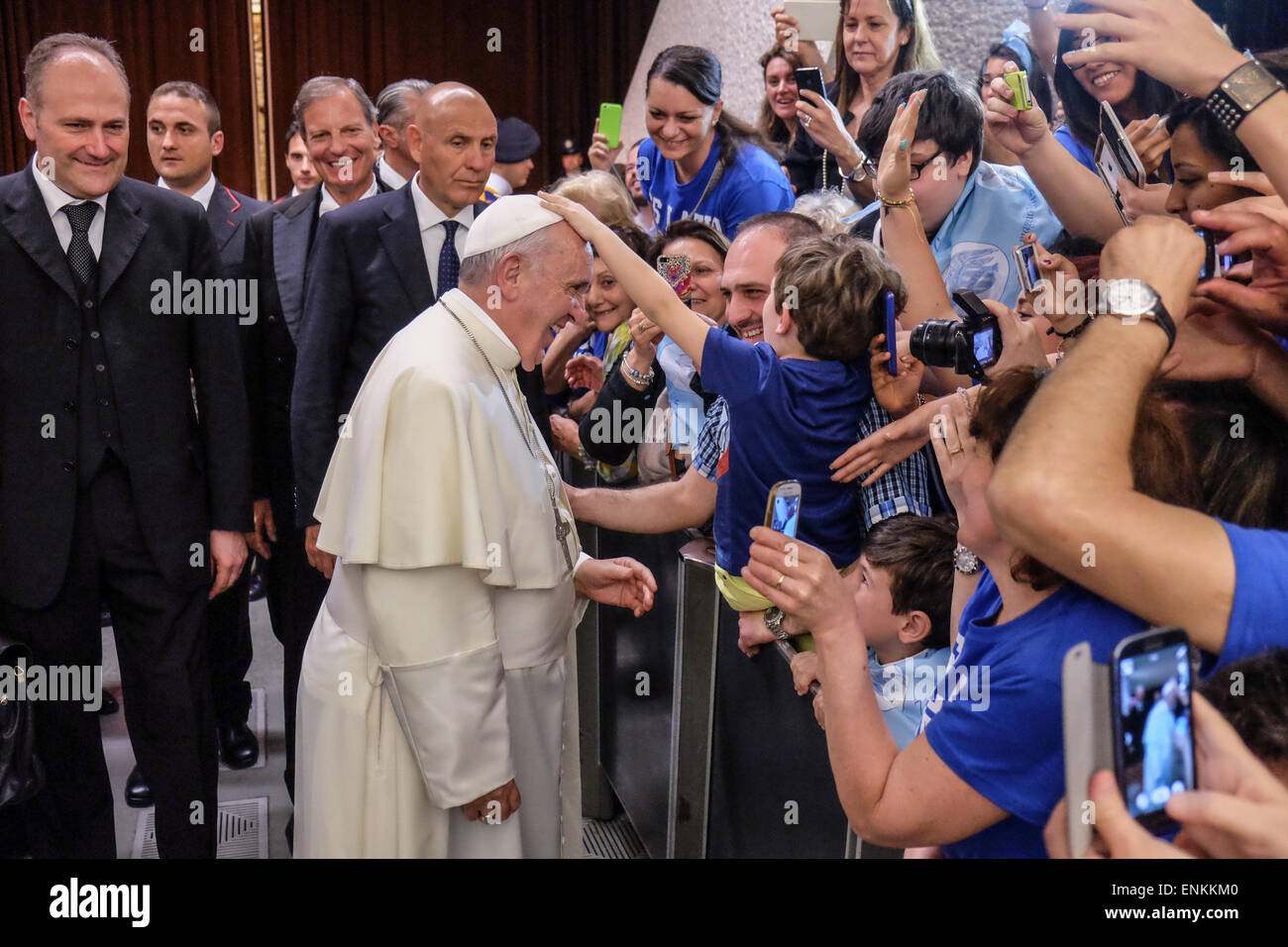Nervi Hall, Vatikanstadt. 7. Mai 2015. der Fußballverein SS Lazio im Publikum vom Papst Francis. Bildnachweis: Wirklich einfach Star/Alamy Live-Nachrichten Stockfoto