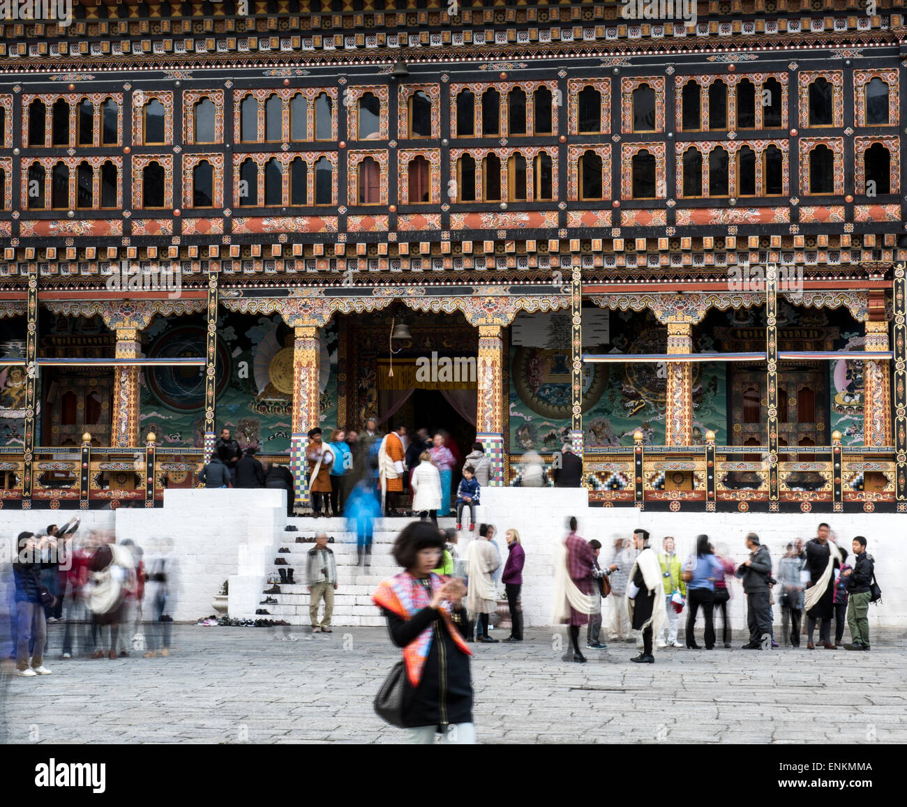 Masse der Touristen Tashicho Dzong Thimpu, Bhutan Stockfoto