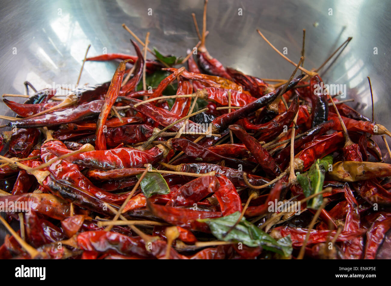 Chili Gewürz würzigen roten trockenen Zutaten gekocht Stockfoto
