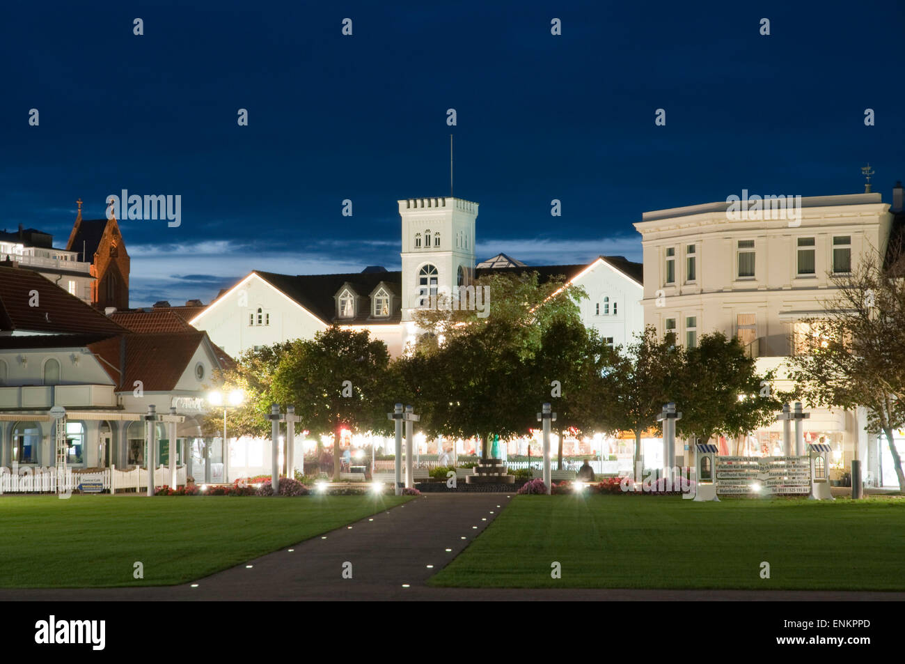 Altstadt bei Nacht, Norderney, Nordsee Insel, Ostfriesland, Niedersachsen, Deutschland Stockfoto
