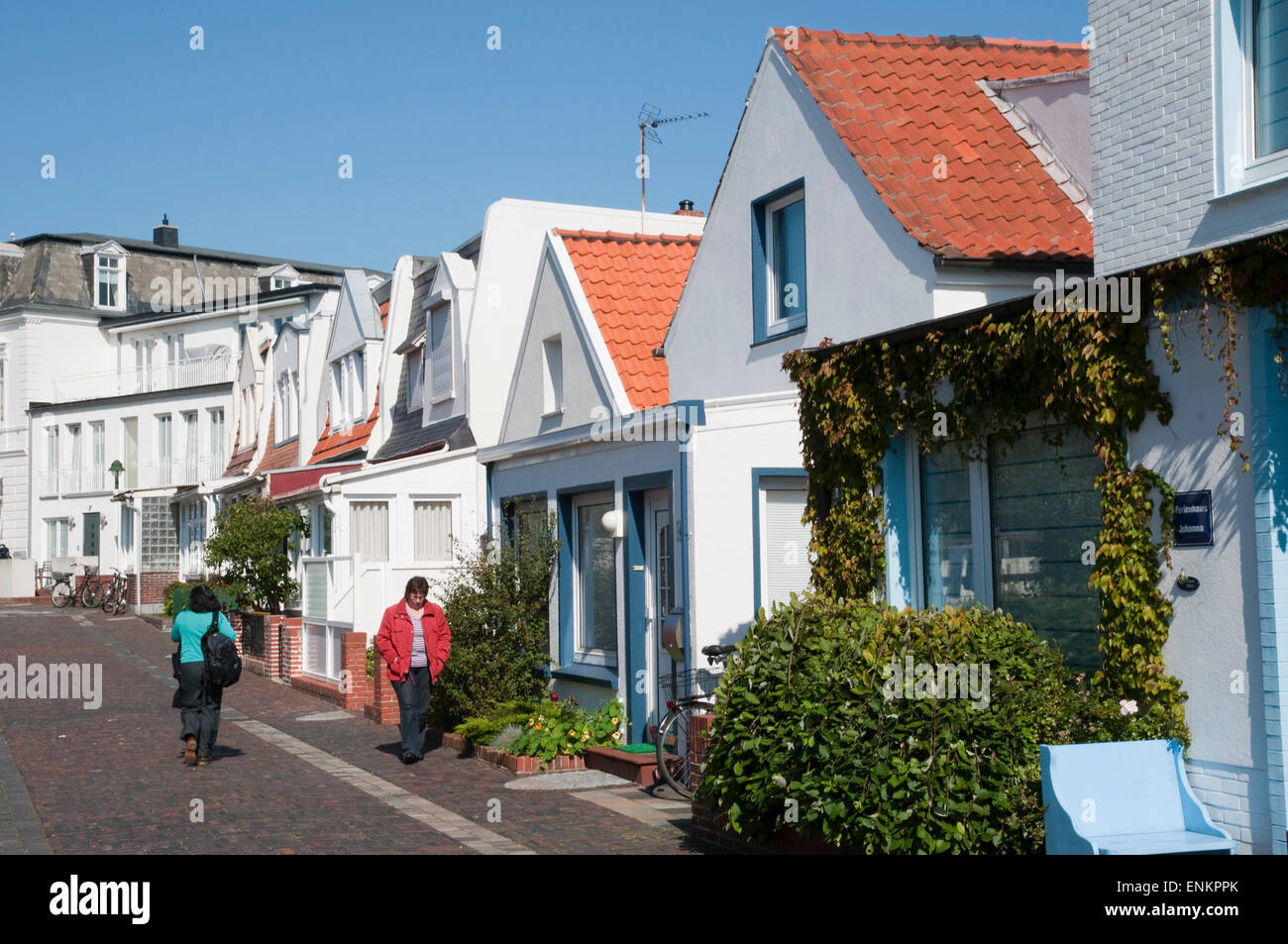 Häuser, Norderney, Nordsee Insel, Ostfriesland, Niedersachsen, Deutschland Stockfoto