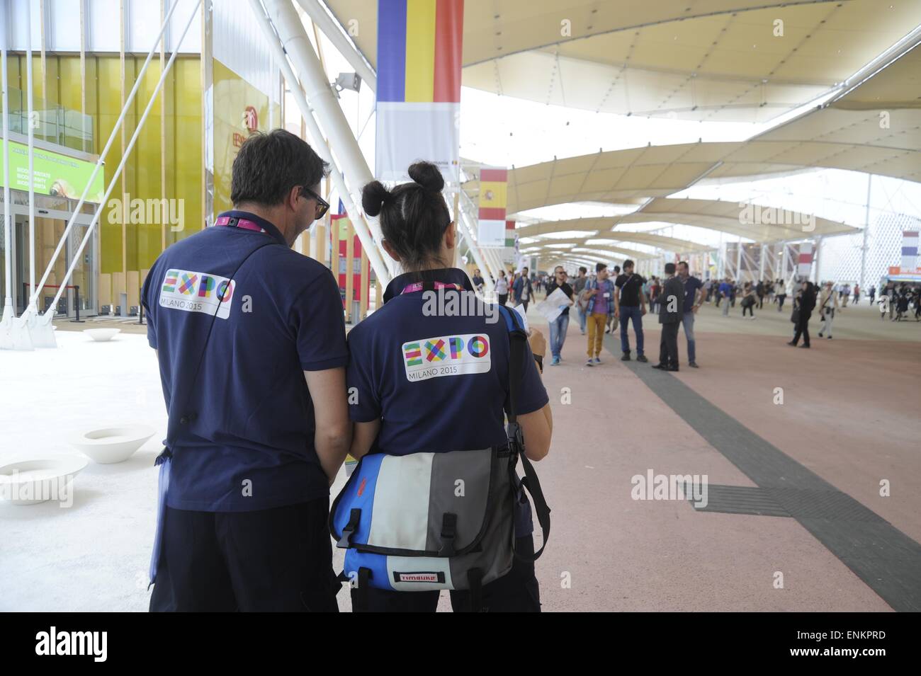 Mailand (Italien), World Ausstellung Expo 2015, ehrenamtlich tätige Stockfoto