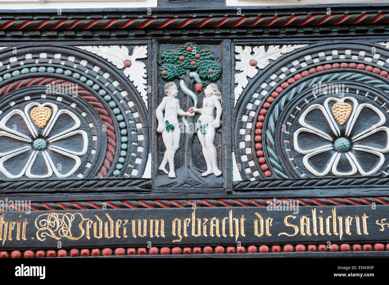 Detail, gerahmt Holz Haus, alte Stadt, Osnabrück, Niedersachsen, Deutschland Stockfoto