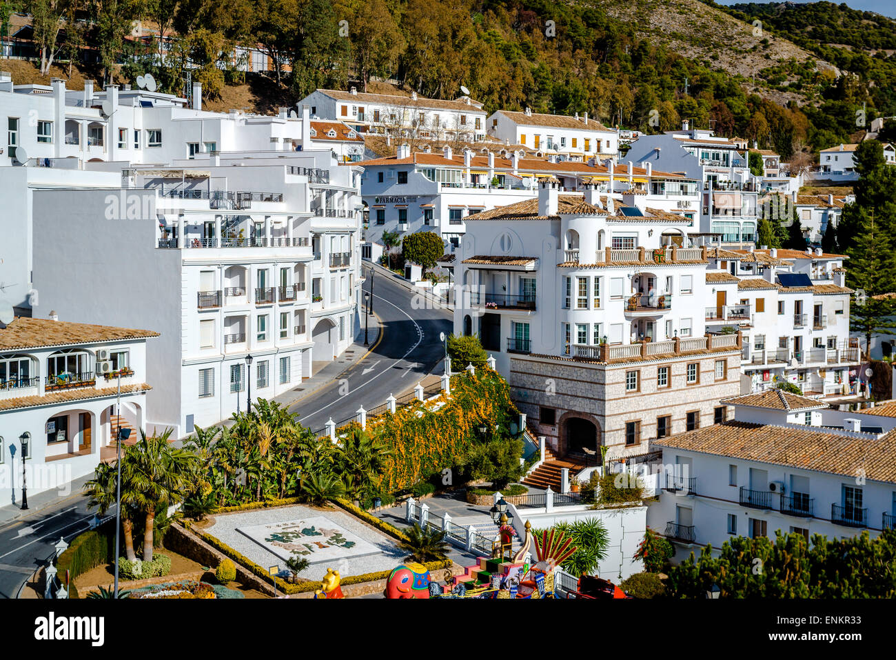 Tagesansicht von Mijas Stockfoto