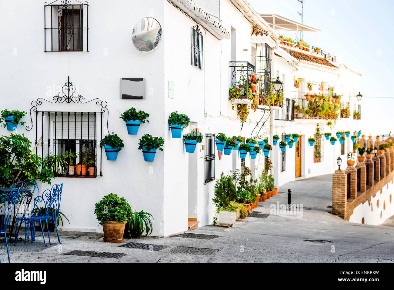 Malerische Straße von Mijas Stockfoto