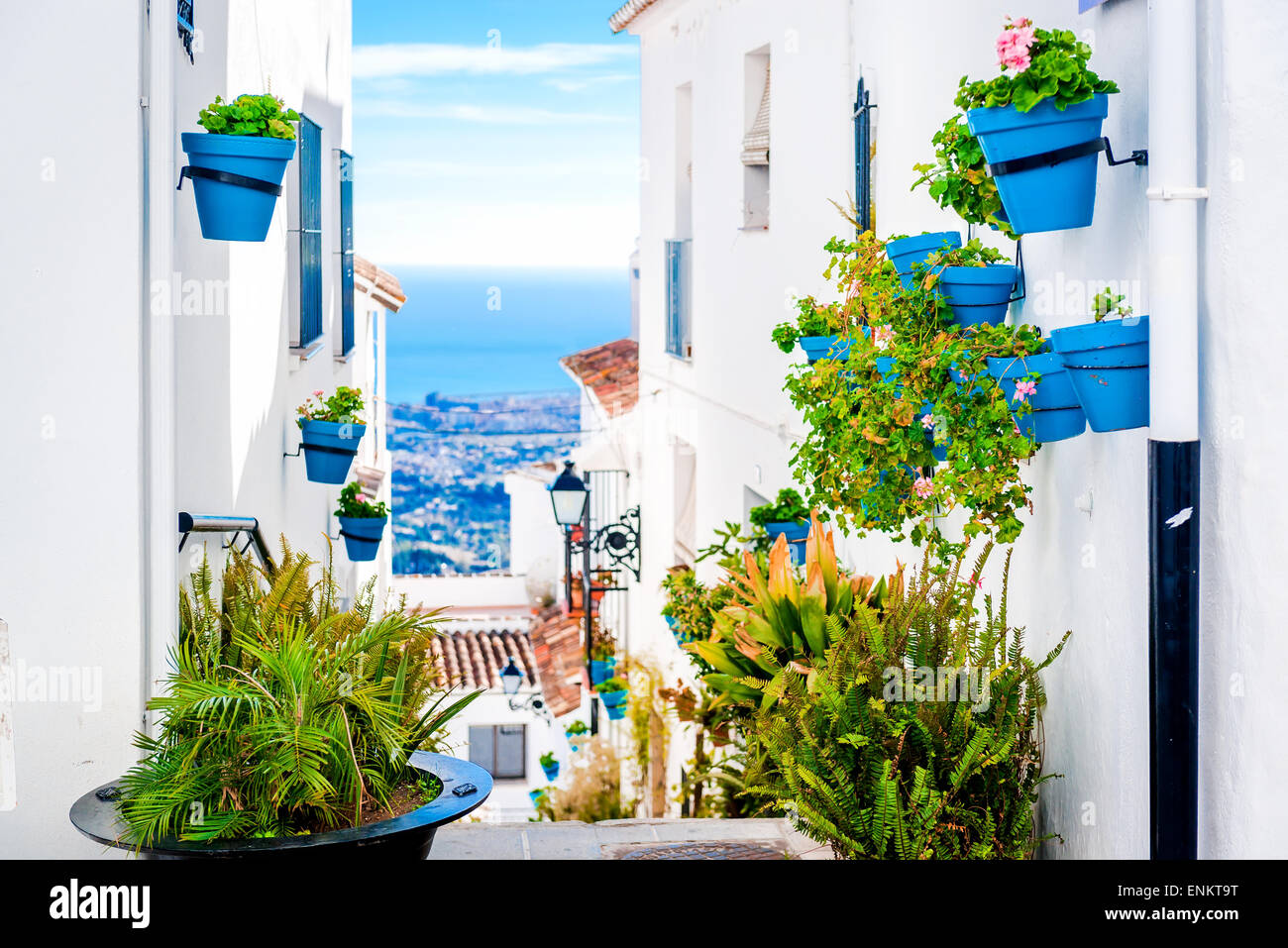 Malerische Straße von Mijas Stockfoto