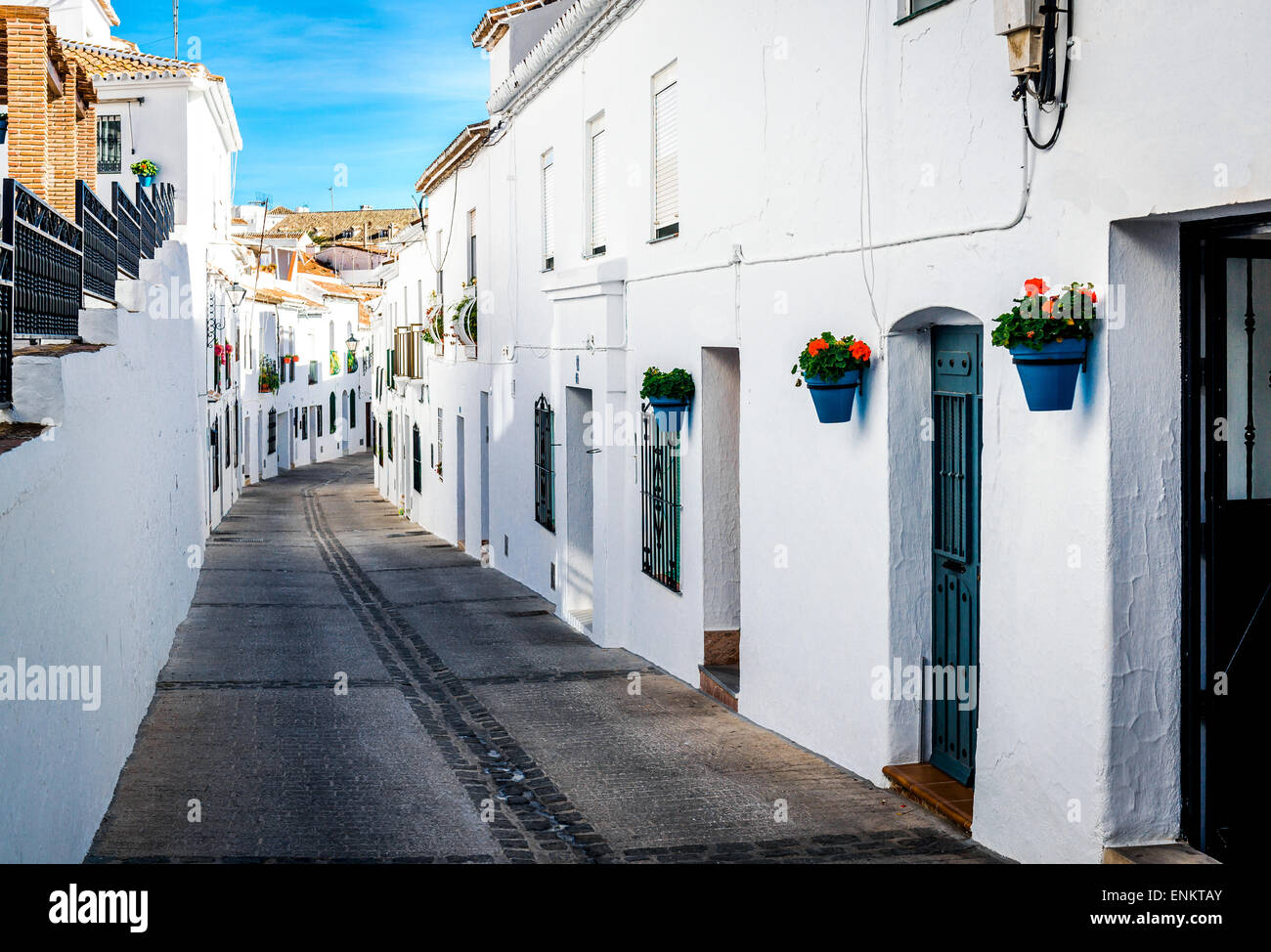 Malerische Straße von Mijas Stockfoto