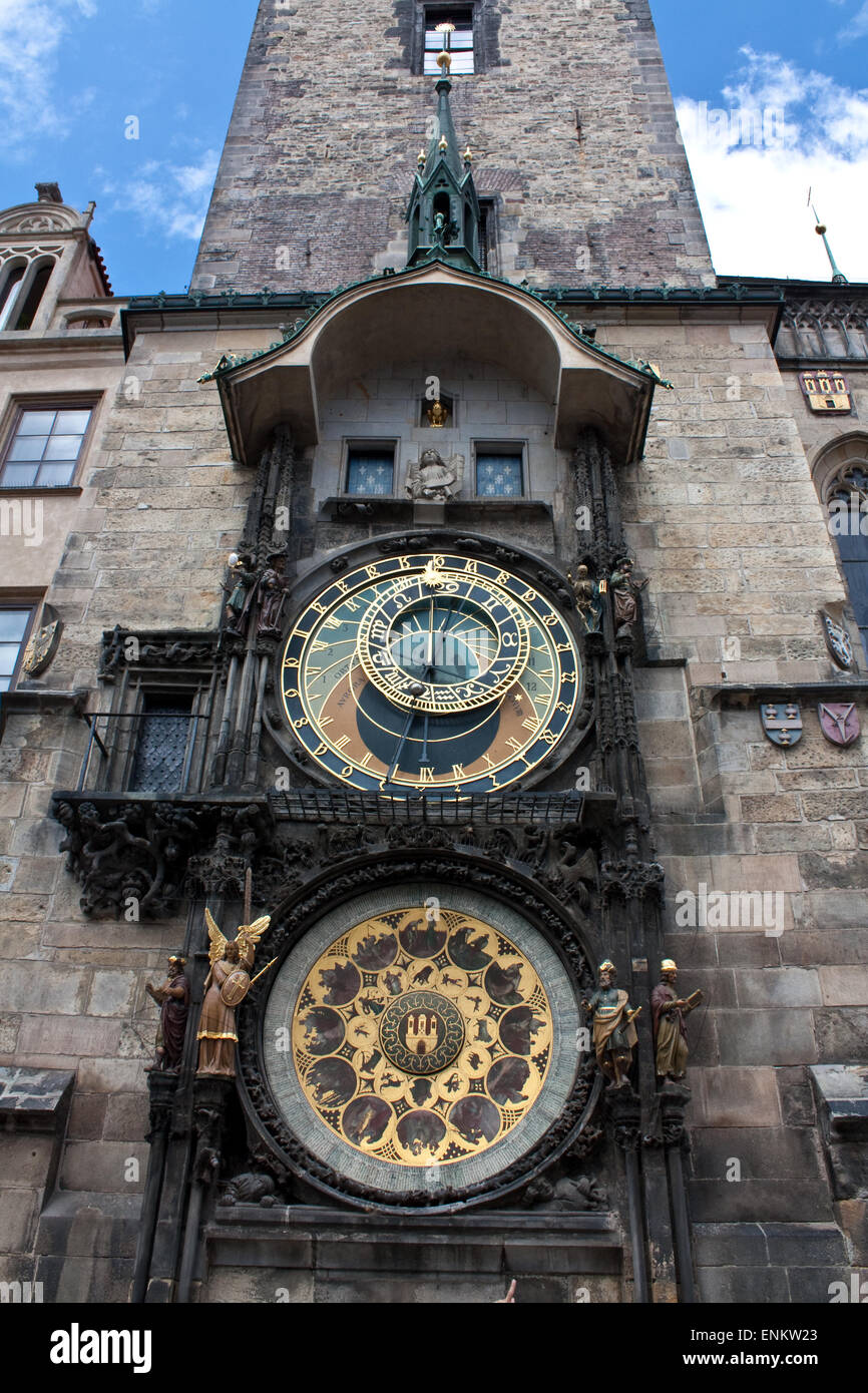 Berühmte astronomische Uhr in Prag Stockfoto