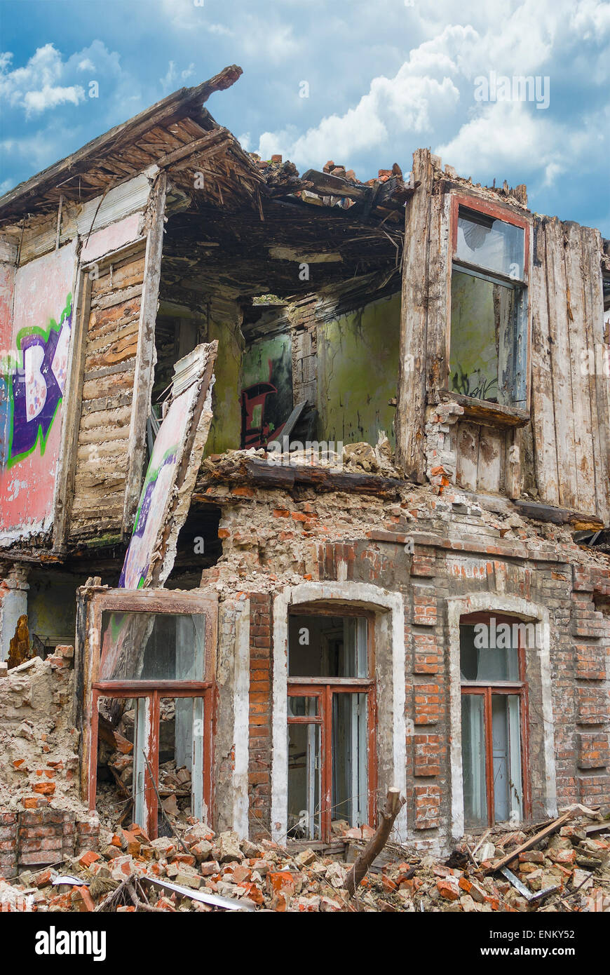 Bunte Ruine - verlassenen alten Residenz. Stockfoto