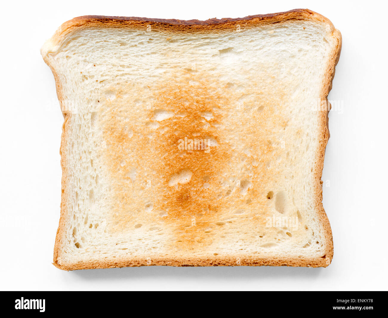 Platz gut gebratenen Toast isoliert auf weiss Stockfoto