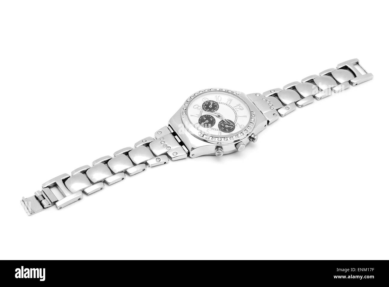 Armbanduhr auf weißem Hintergrund Stockfoto
