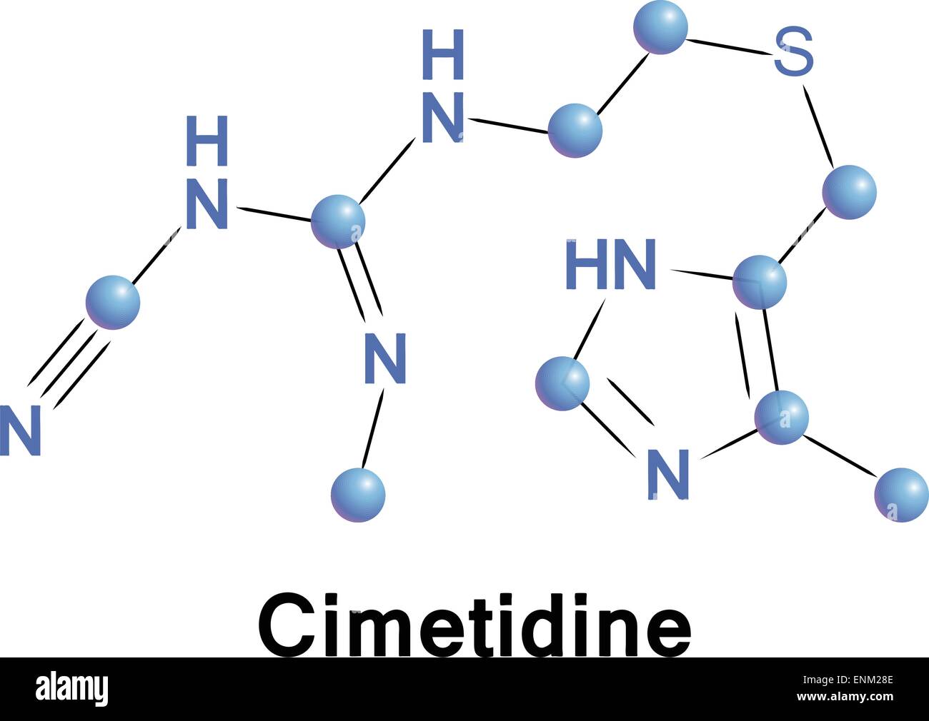 Antacidum H2-Rezeptor-Antagonist Cimetidin, Medikament für den Magen-Darm-Erkrankungen. Vektor-Illustration. Stock Vektor