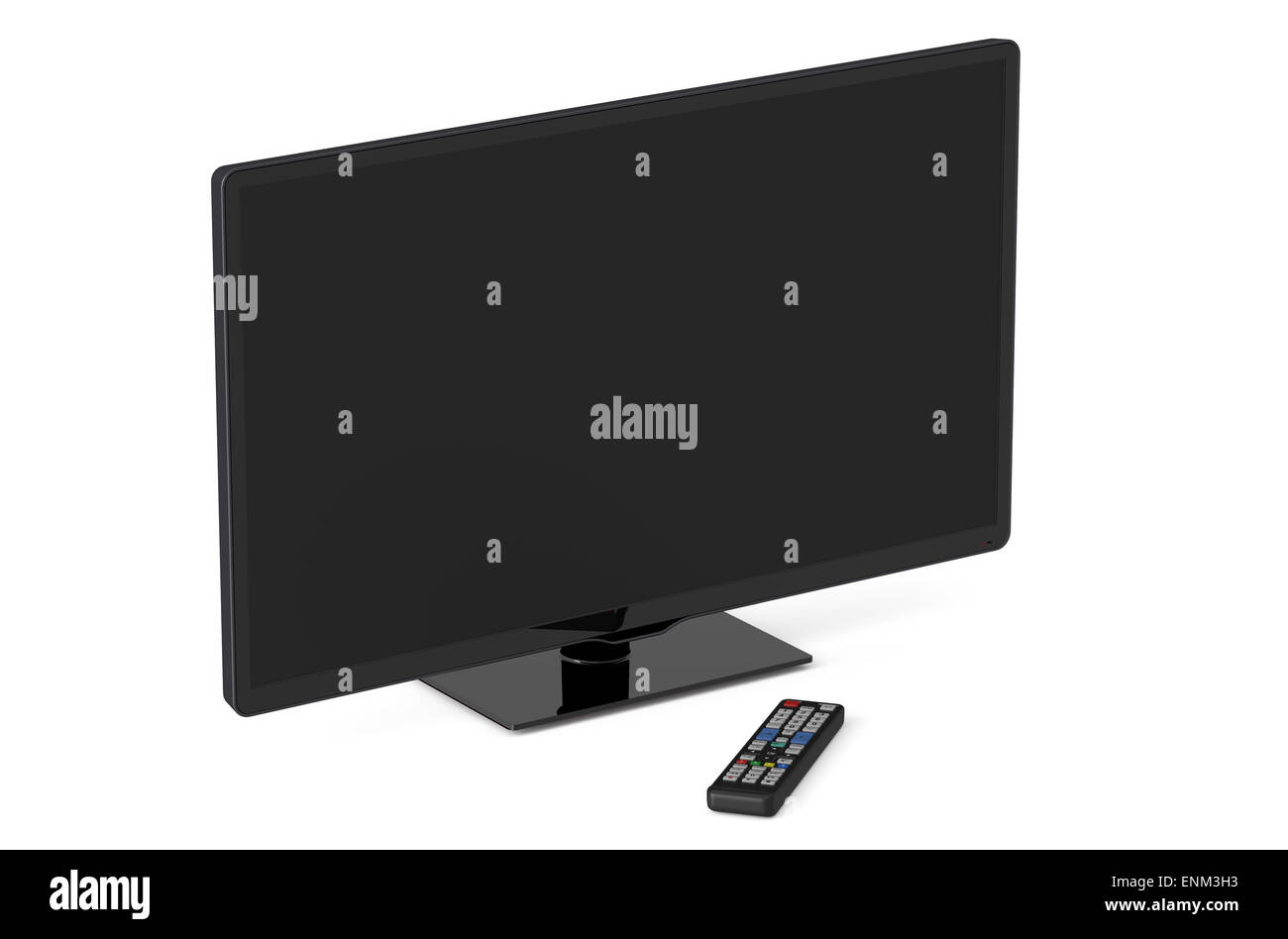 TV-Gerät und Fernbedienung isoliert auf weißem Hintergrund Stockfoto TV-Gerät und Fernbedienung isoliert auf weißem Hintergrund Stockfoto