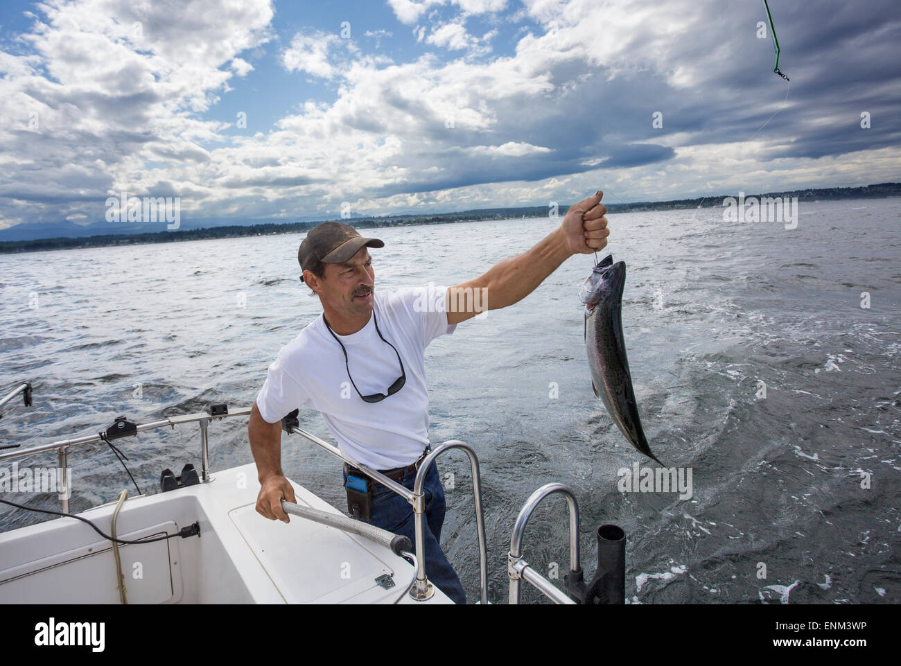 Nordamerika, Kanada, British Columbia, Vancouver Island, Lachsfischen Stockfoto