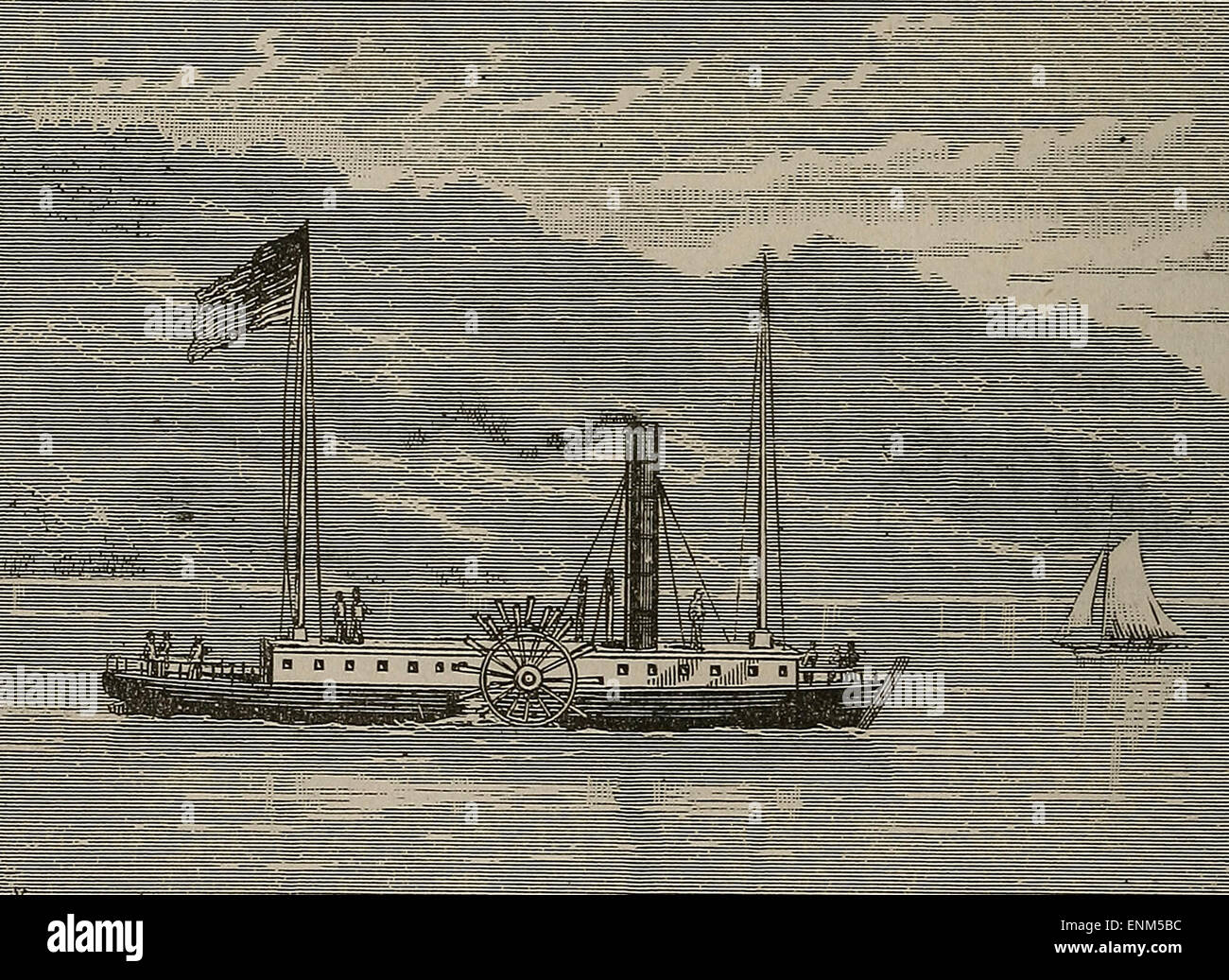 Clermont - Fultonss erste Dampfschiff - 1807 Stockfoto