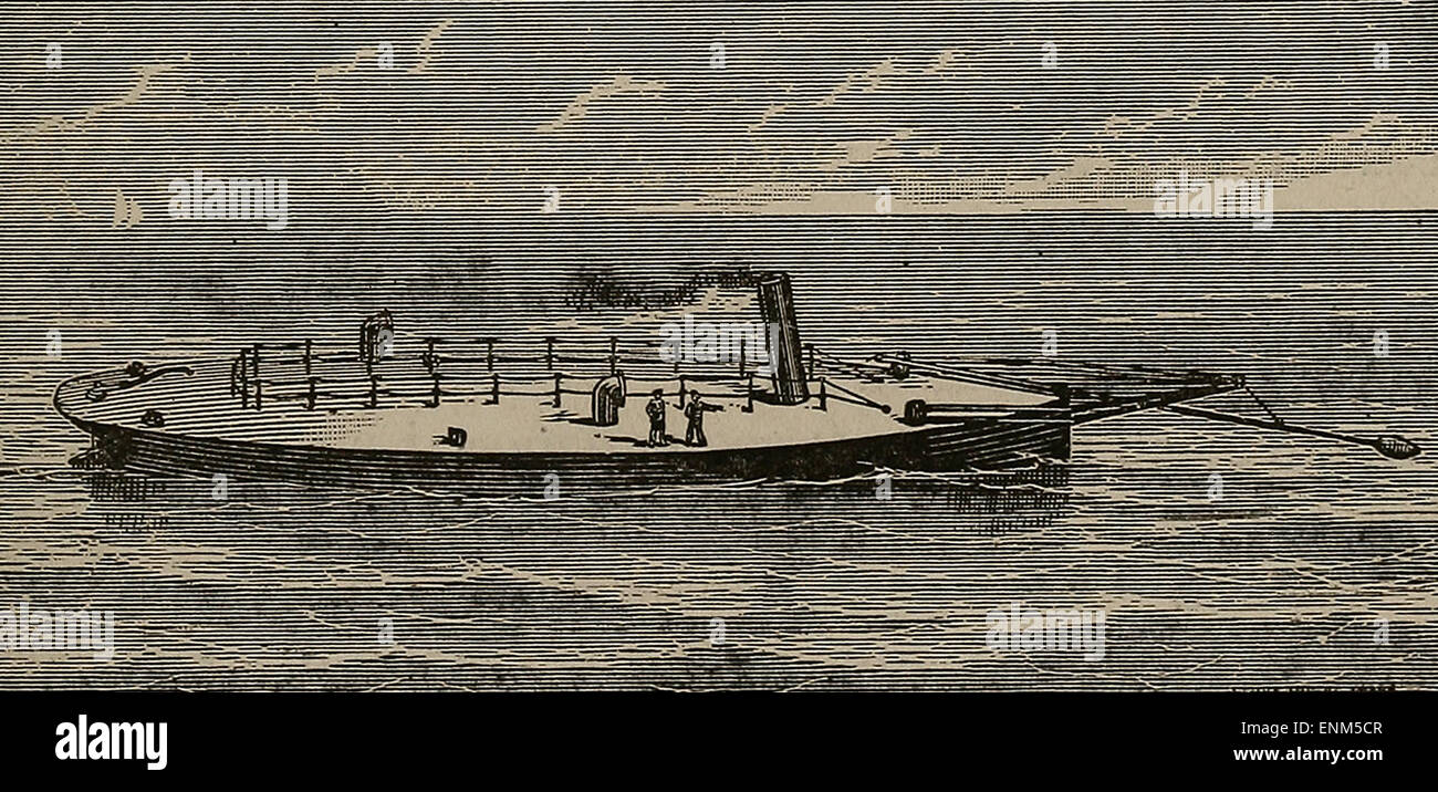 Stahl Torpedoboot und Pole, um 1880 Stockfoto