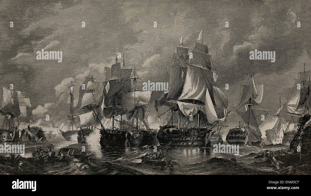 Nelsons Sieg bei Trafalgar 1805 Stockfoto
