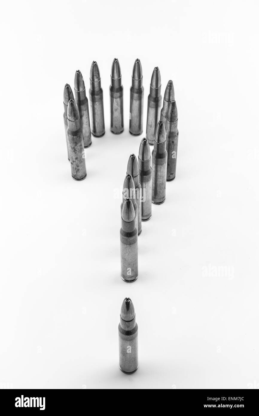 Komposition mit Kugeln als ein Fragezeichen positioniert Stockfoto