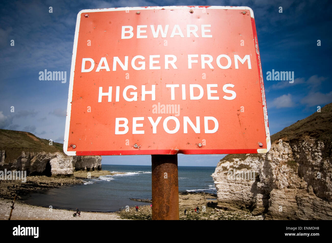 High Tide Gezeiten Meer Meere steigen Ebenen Ebenen Warnung globale Erwärmung Klima Änderung Flut Hochwasser Überschwemmung extreme Wetterereignisse Stockfoto