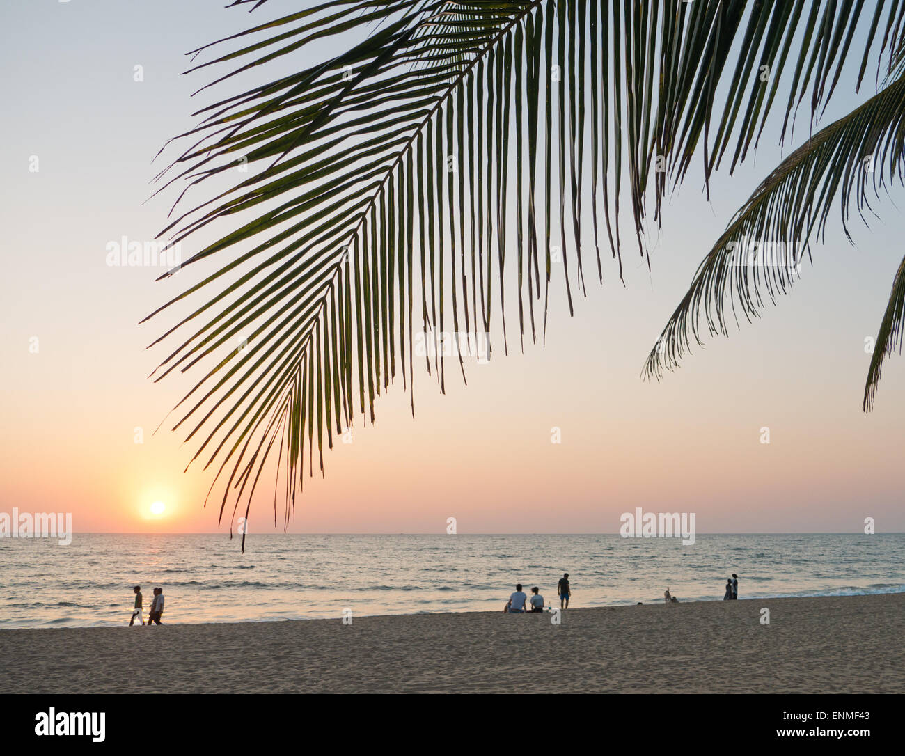 Agonda Strand in Goa in Indien bei Sonnenuntergang Stockfoto