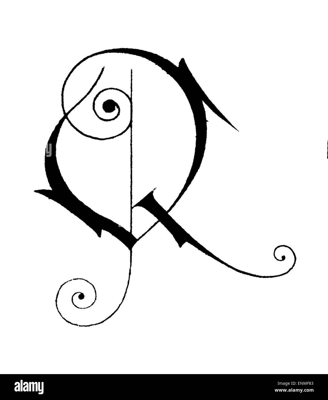 Buchstabe Q, Jugendstil Stockfoto