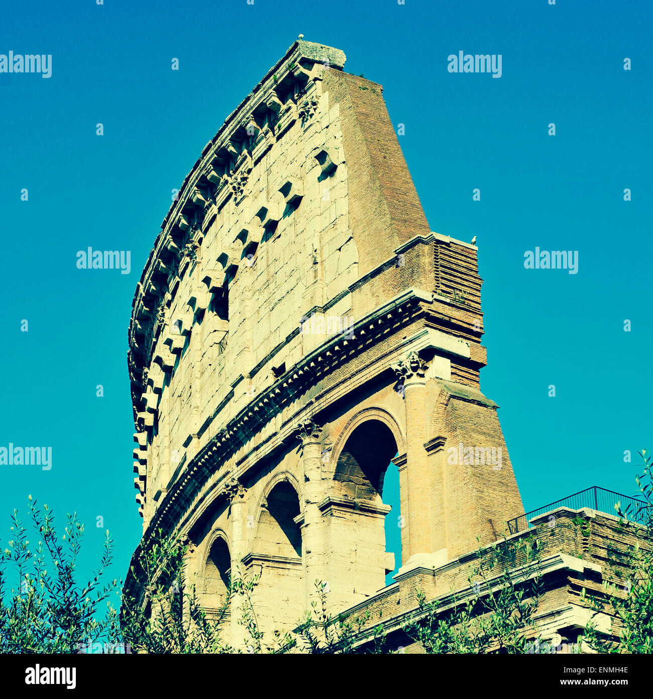 Die Flavian Amphitheater oder Kolosseum in Rom, Italien, mit einem Retro-Effekt Stockfoto