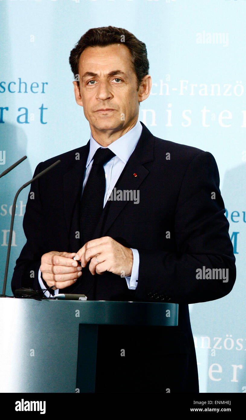 Nicolas Sarkozy - Presseunterrichtung Nach Treffen des Deutsch-Franzoesischen Ministerrates, Bundeskanzleramt / Chanclery, 12. Maerz 2009, Berlin-Tiergarten. Stockfoto