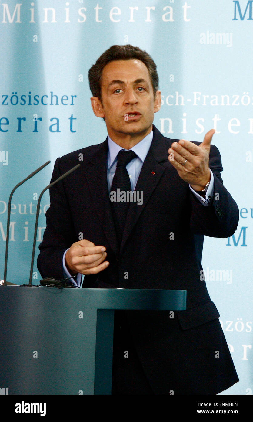 Nicolas Sarkozy - Presseunterrichtung Nach Treffen des Deutsch-Franzoesischen Ministerrates, Bundeskanzleramt / Chanclery, 12. Maerz 2009, Berlin-Tiergarten. Stockfoto