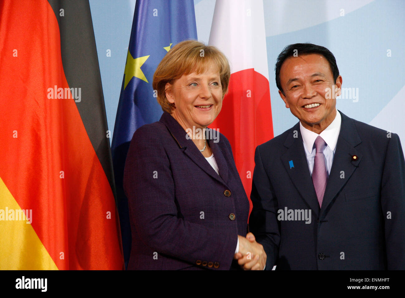 Angela Merkel, Taro Aso - Treffen der dt. Bundeskanzlerin Mit Dem Japanischen Premierminister Im Bundeskanzleramt, 5. Mai 2009, Berlin-Tiergarten. Stockfoto