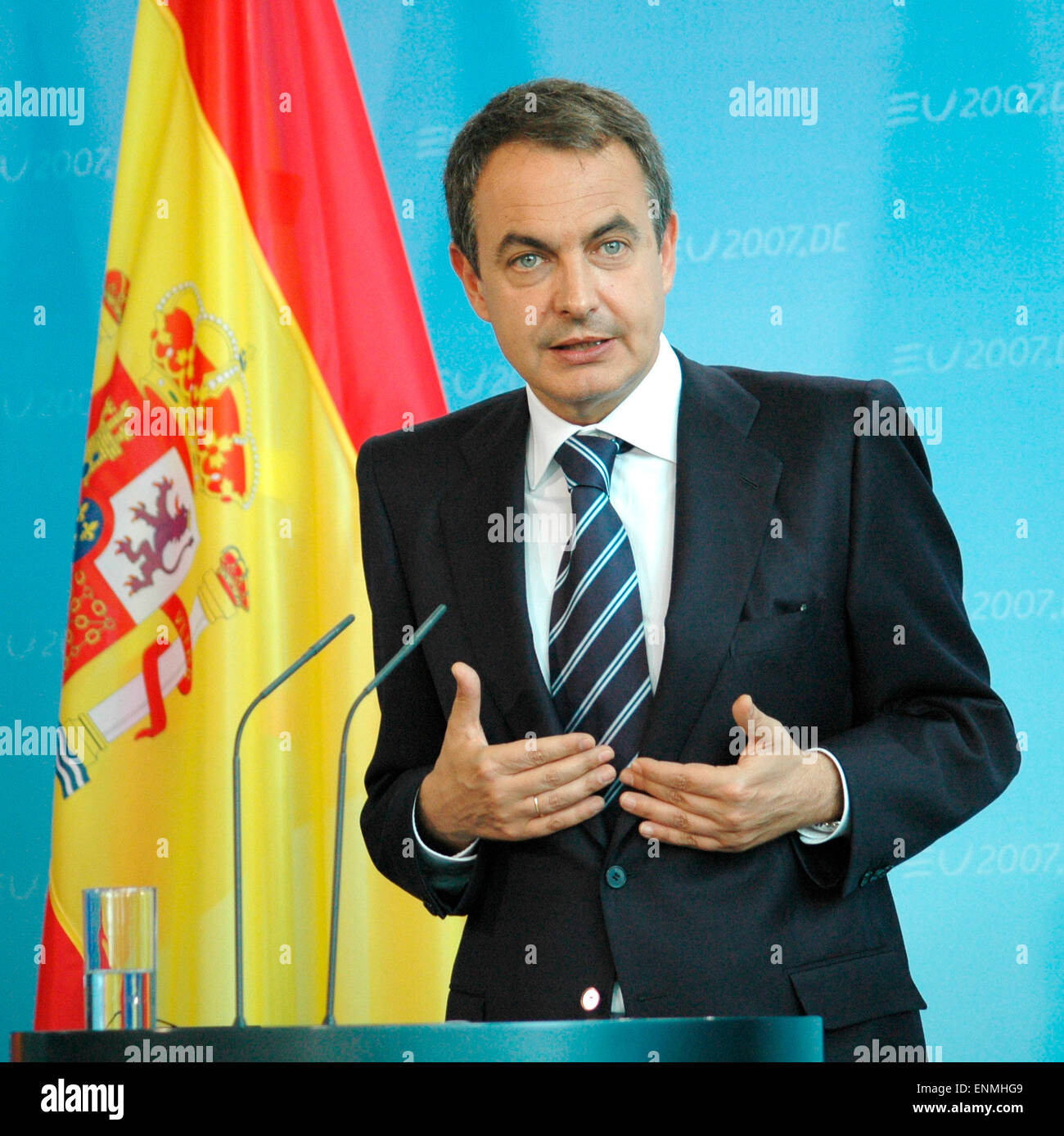 Jose Luis Rodriguez Zapatero - Treffen der dt. BKin Mit Dem Spanischen PM, Bundeskanzleramt, 15. Juni 2007, Berlin-Tiergarten. Stockfoto