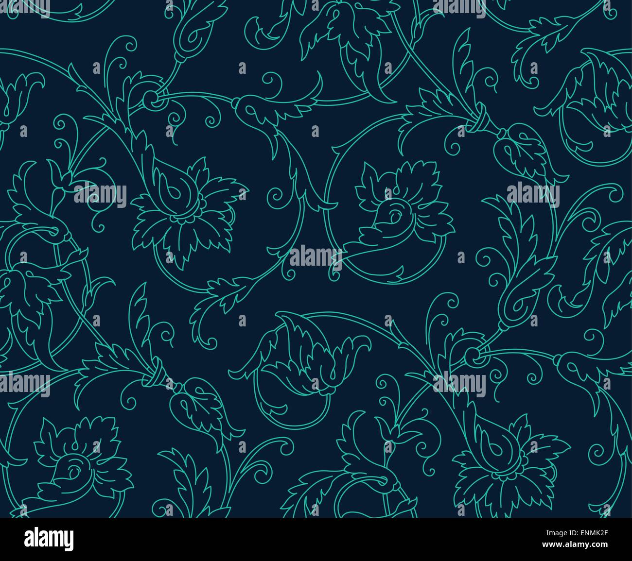 Luxus Damast Musterdesign. Blaue Farbe. Vektor-Illustrationen EPS10 Stock Vektor