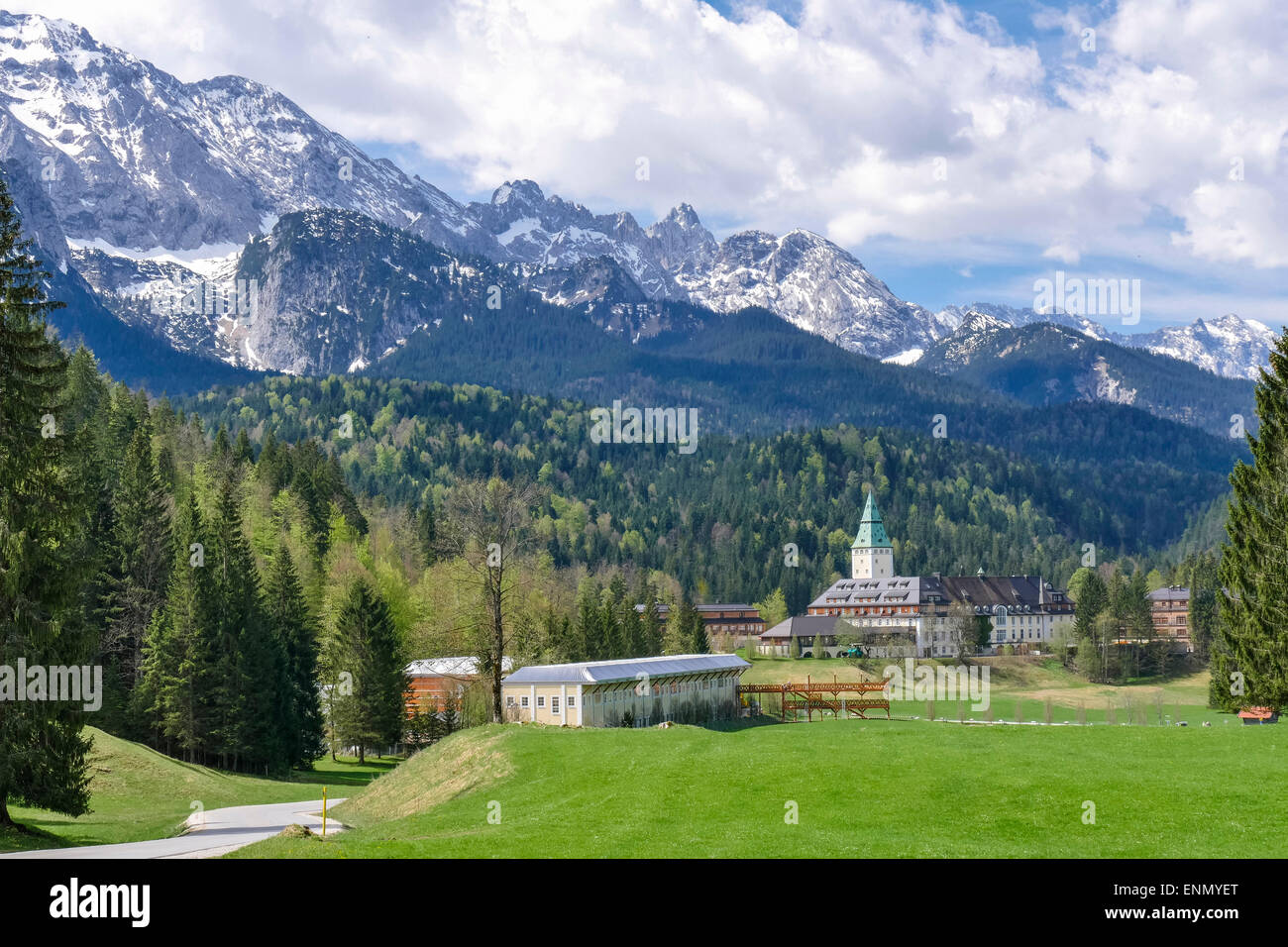 Schloss und Hotel Elmau ist der Ort für die G7-Treffen am 7. und 8. Juni 2015 in Bayern, Deutschland Stockfoto