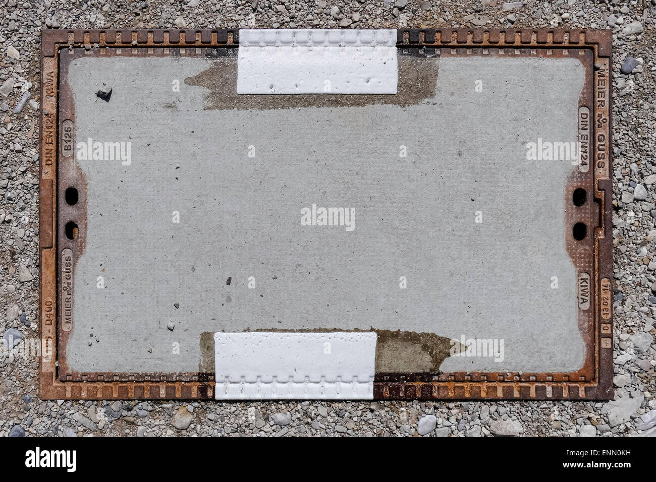 Ein verschlossener Schacht zu decken, G7-Gipfel in 2015 am 7. und 8. Juni in Schloss Elmau, Bayern, Upper Bavaria, Deutschland, Europa Stockfoto