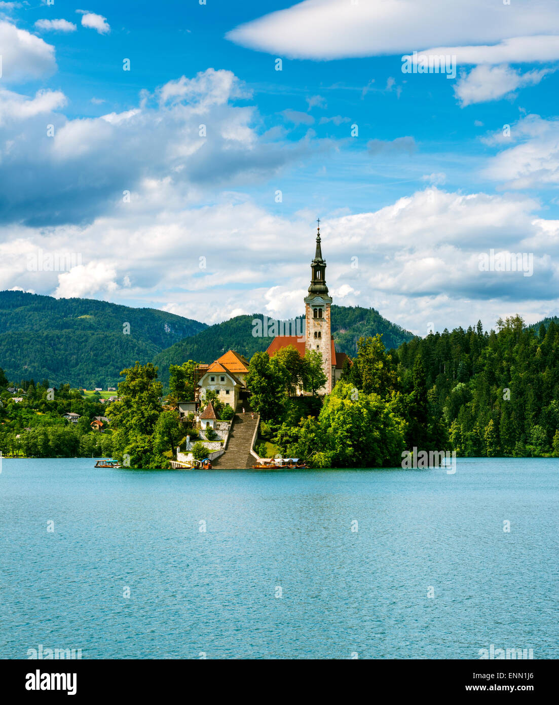 Mariä Himmelfahrt, Bled Insel See Bled, Radovljica, Slowenien Stockfoto