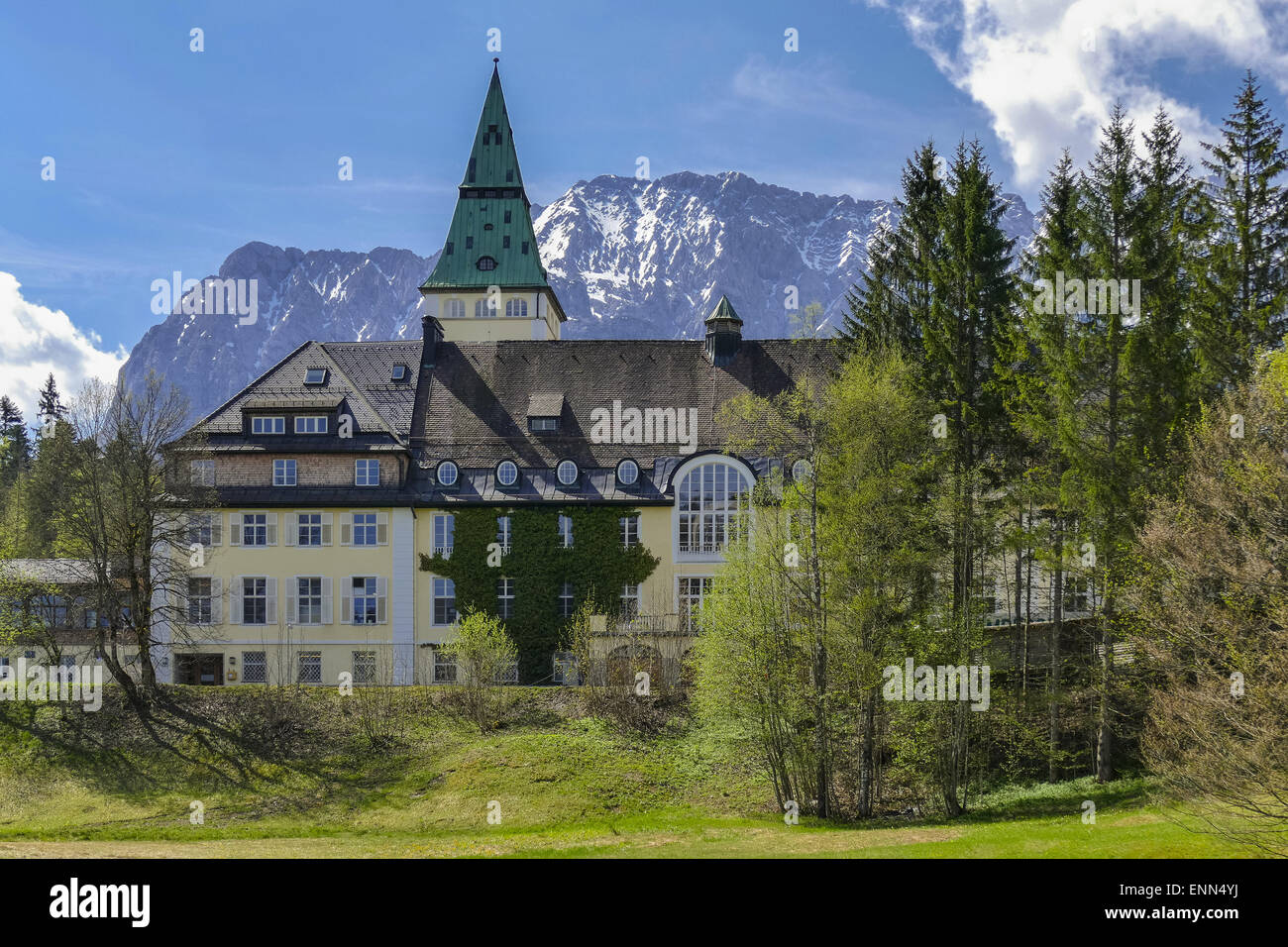 Der G7-wurde 2015 Semesters bin 7. Und 8. Juni Auf Schloss Elmau Statt, Bayern, Oberbayern, Deutschland, Europa Stockfoto