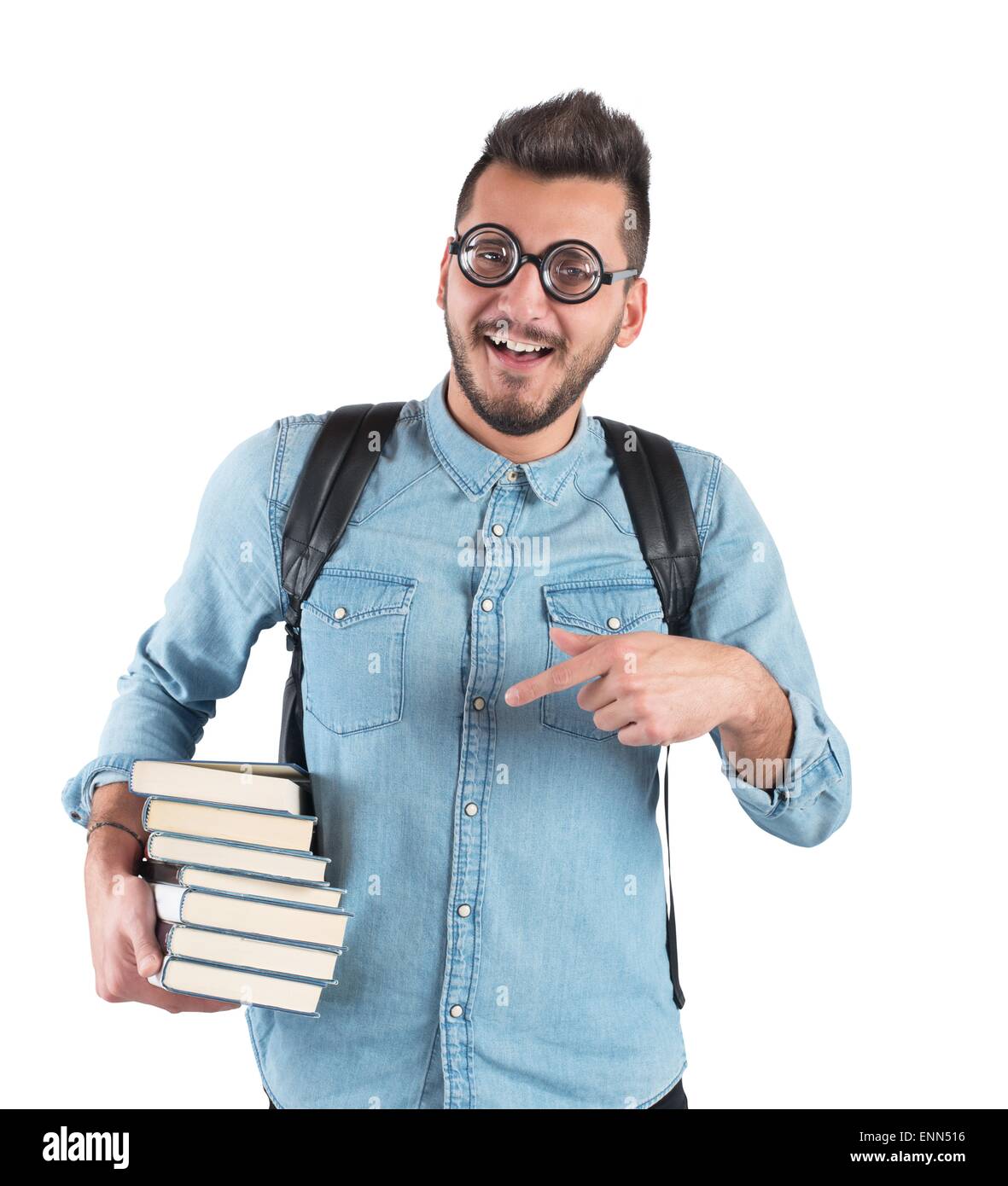 Bücher jungen nerd Stockfoto