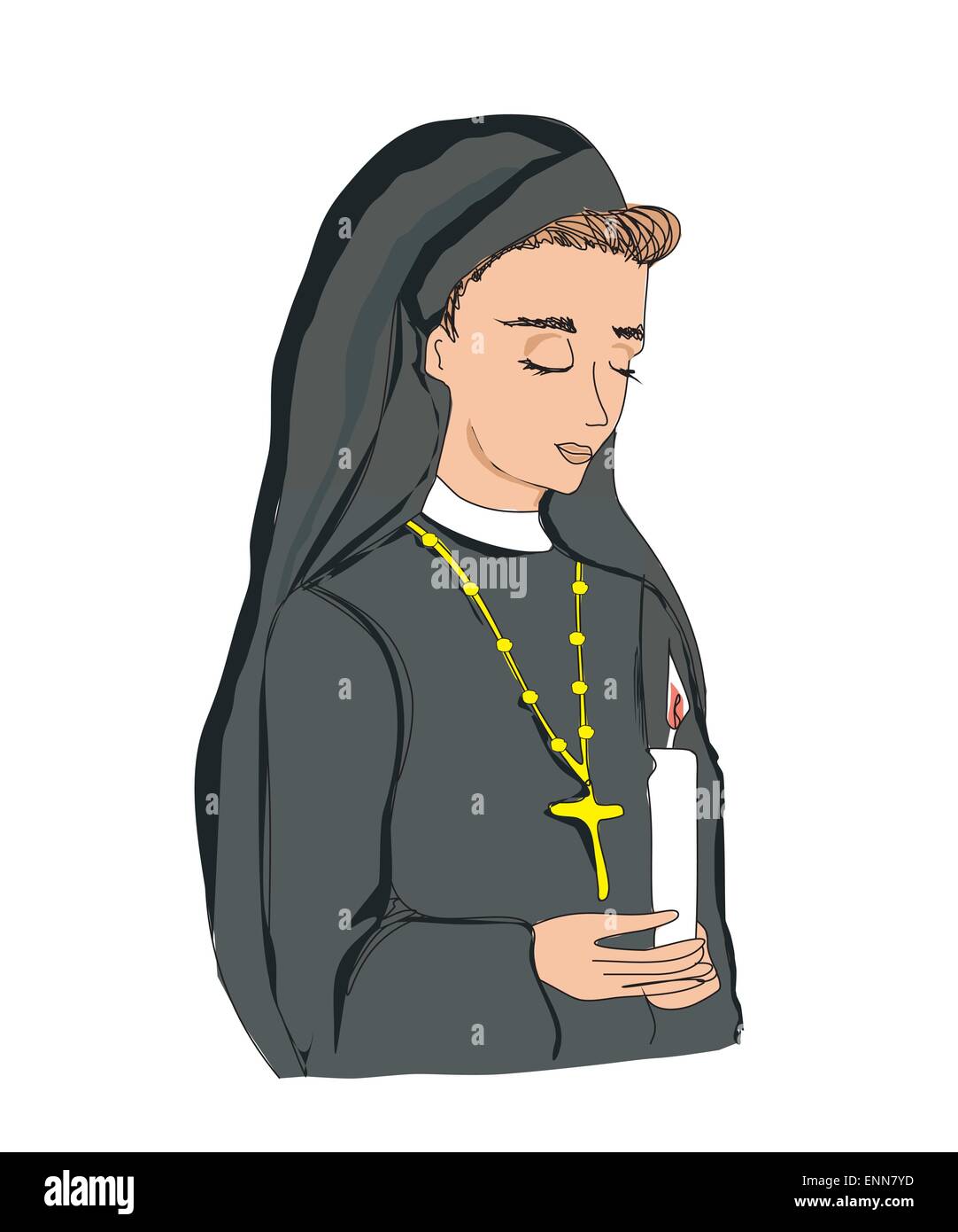 Doodle-Illustration der Nonne Stock Vektor