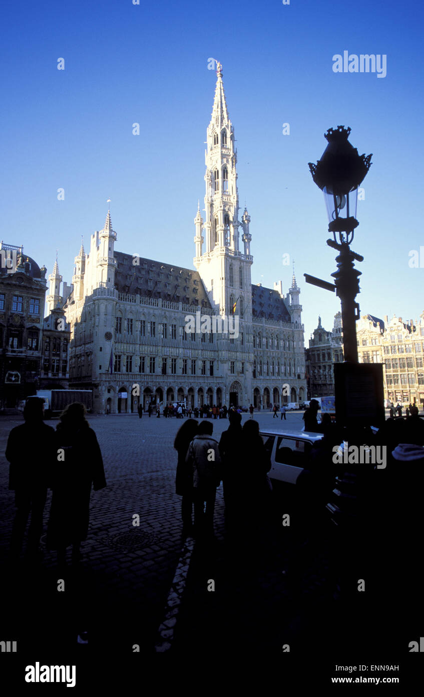 BEL, Belgien, Brüssel, Grand-Place, das gotische Rathaus.  BEL, Bruessel, Belgien, Grand Place, Das Gotische Rathaus. Stockfoto
