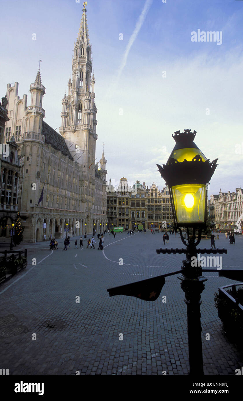 Europa, Belgien, Brüssel, Grand-Place, das Rathaus. -Europa, Bruessel, Belgien, Grand Place, Das Rathaus. Stockfoto