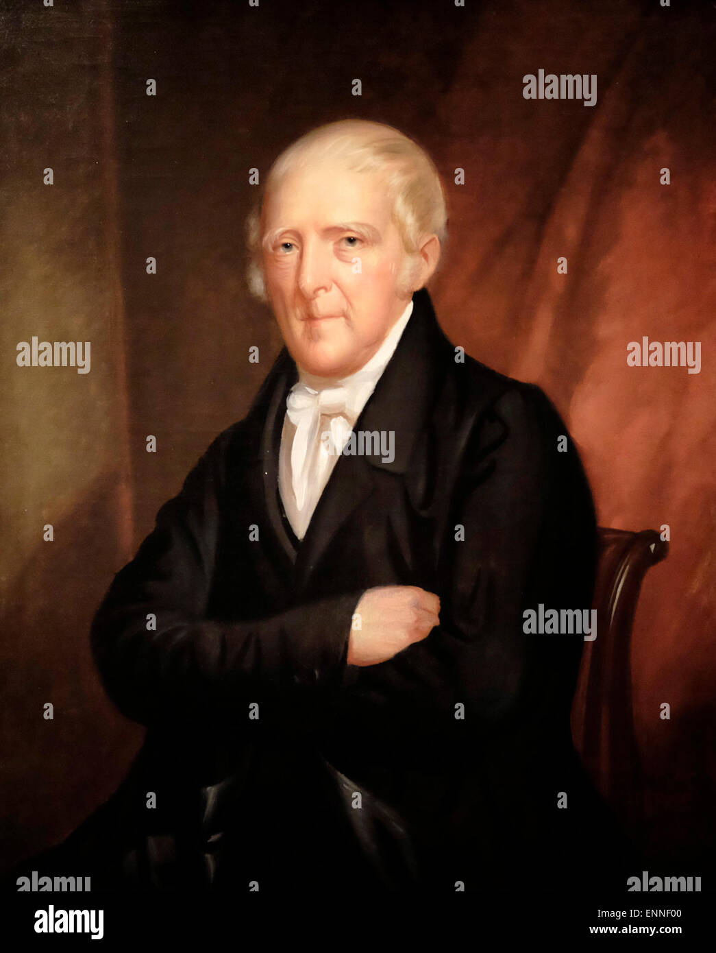 John Stevens um 1830.  John Stevens, US-amerikanischer Rechtsanwalt, Erfinder und Förderer der Entwicklung der Dampfkraft für den Transport. Seine Petition an den US-Kongress führte das Patentrecht von 1790, die Grundlage des heutigen US-Patentsystems. Stockfoto