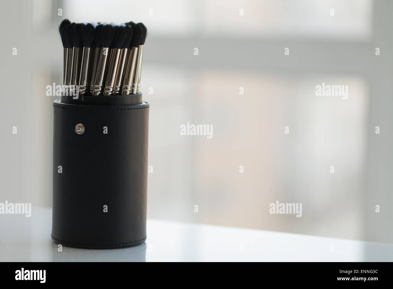 Sammlung-Pinsel für Make-up in einem Fall Stockfoto