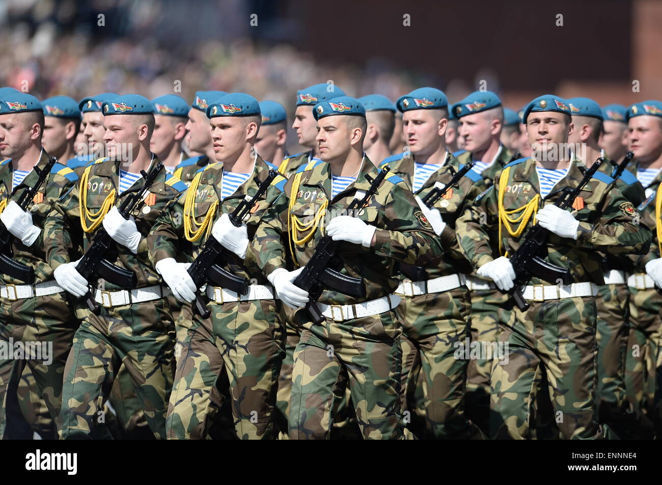 Moskau, Russland. 9. Mai 2015. Spezialeinheiten der Streitkräfte Belarus teilnehmen an der Militärparade anlässlich des 70. Jahrestages des Sieges im großen Vaterländischen Krieges in Moskau, Russland, 9. Mai 2015. Bildnachweis: Jia Yuchen/Xinhua/Alamy Live-Nachrichten Stockfoto