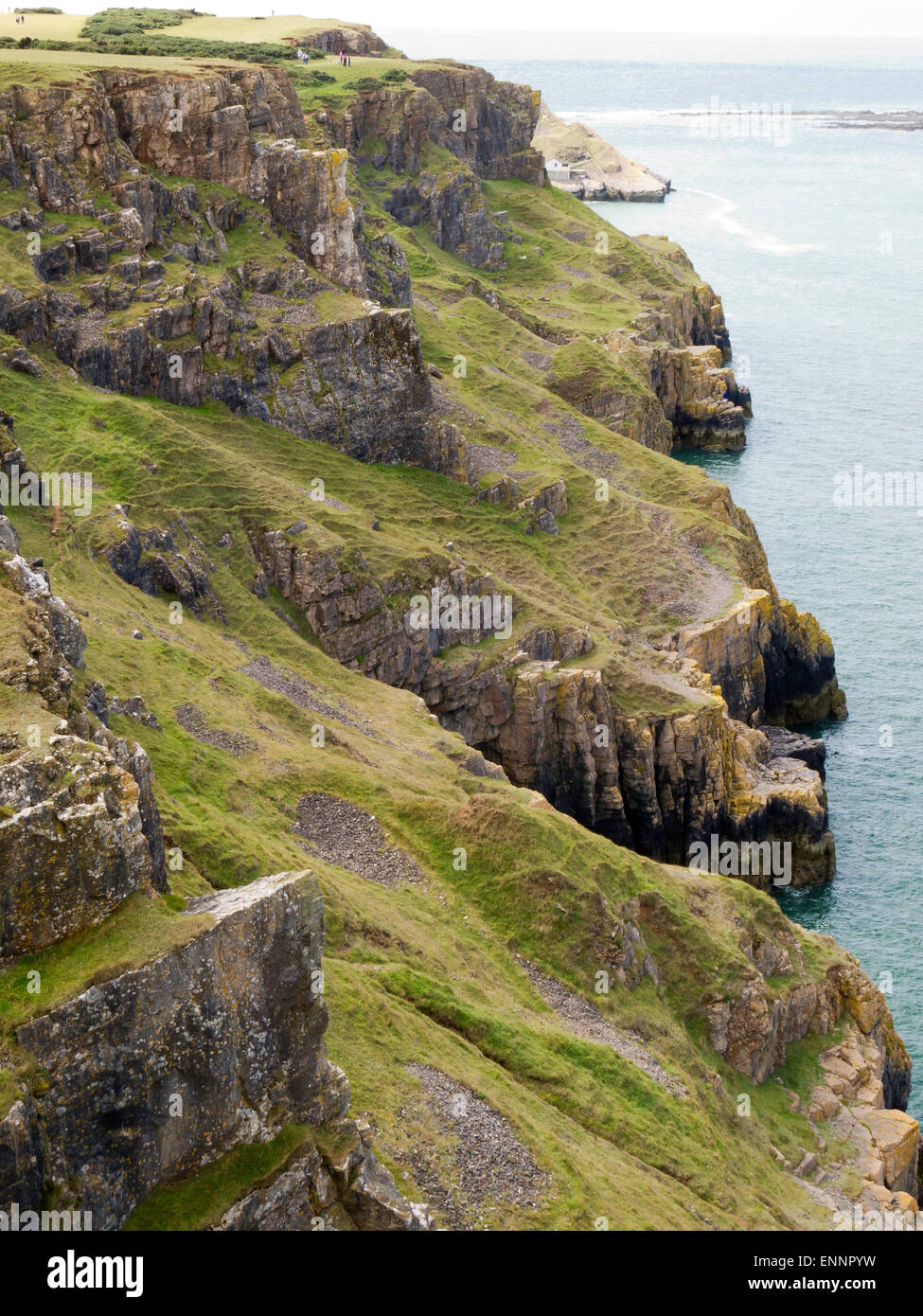 Zeigen Sie Klippen von Rhossili, in Richtung Küche Stockfoto