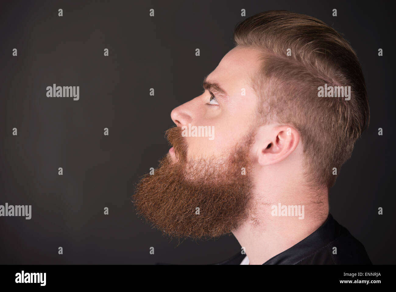 Stilvollen Mann mit Bart nach oben Stockfoto