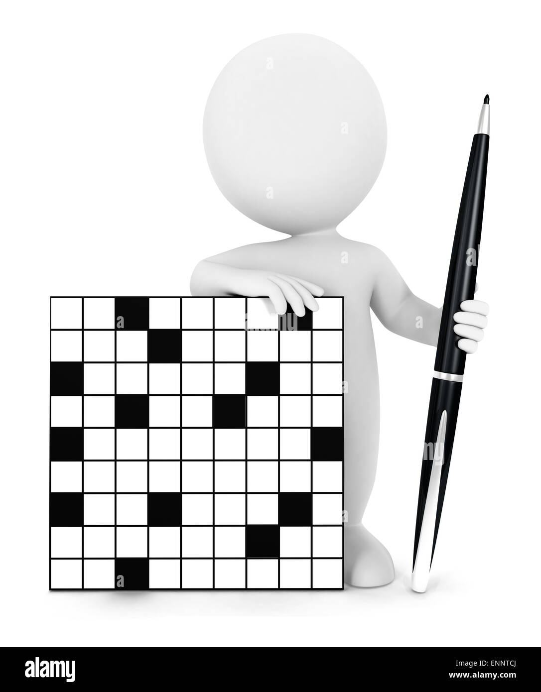 3D White Leute Kreuzworträtsel, isoliert, weißer Hintergrund, 3d Bild Stockfoto