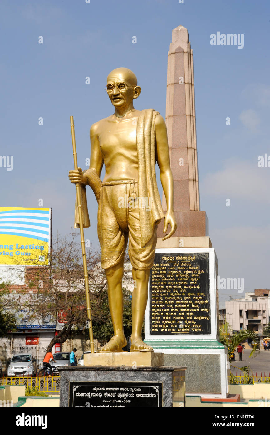 Mysore, Indien - 24. Januar 2015: Mahatma Gandhi-Statue in Mysore, Indien Stockfoto