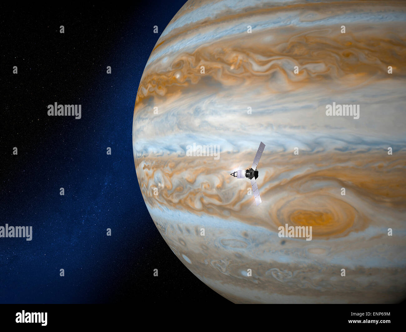 Jupiter und Juno Raumsonde. Element dieses Bildes sind von der NASA eingerichtet Stockfoto